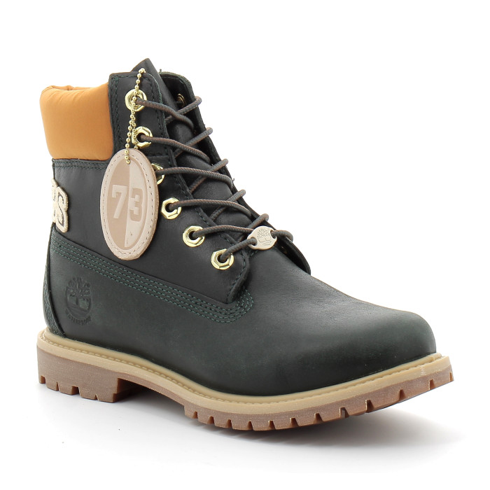 Boot imperméable à lacets pour femme en vert foncé